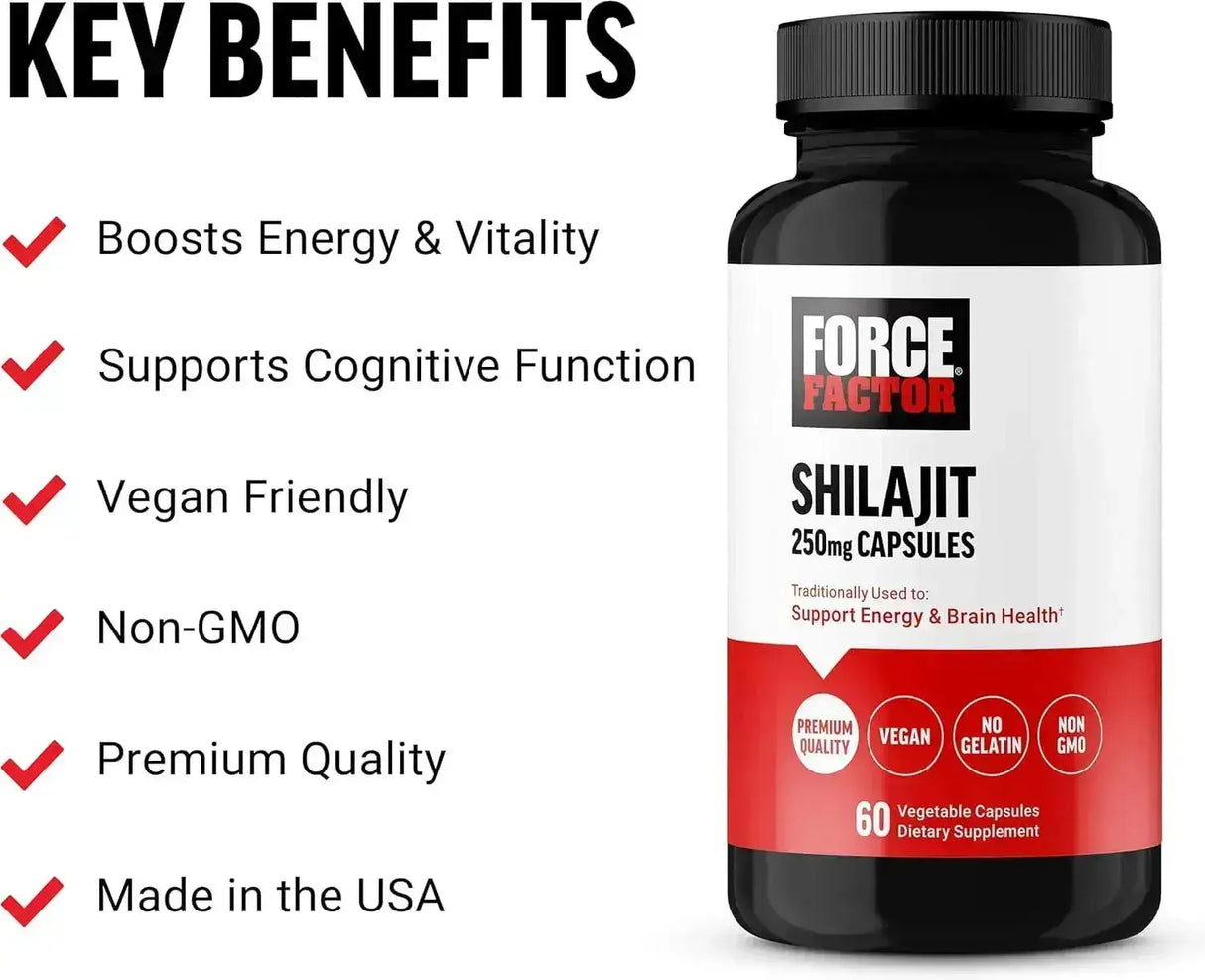 FORCE FACTOR - Force Factor Shilajit 250Mg. 60 Capsulas - The Red Vitamin MX - Suplementos Alimenticios - {{ shop.shopifyCountryName }}