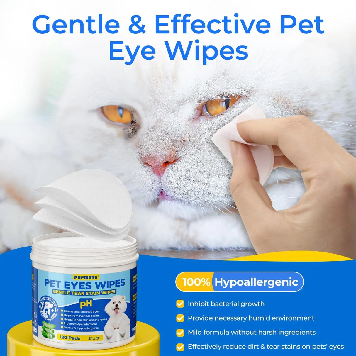 PUPMATE - PUPMATE Eyes Wipes for Dogs & Cats 120 Toallitas - The Red Vitamin MX - Cuidado De Los Ojos De Los Perros - {{ shop.shopifyCountryName }}
