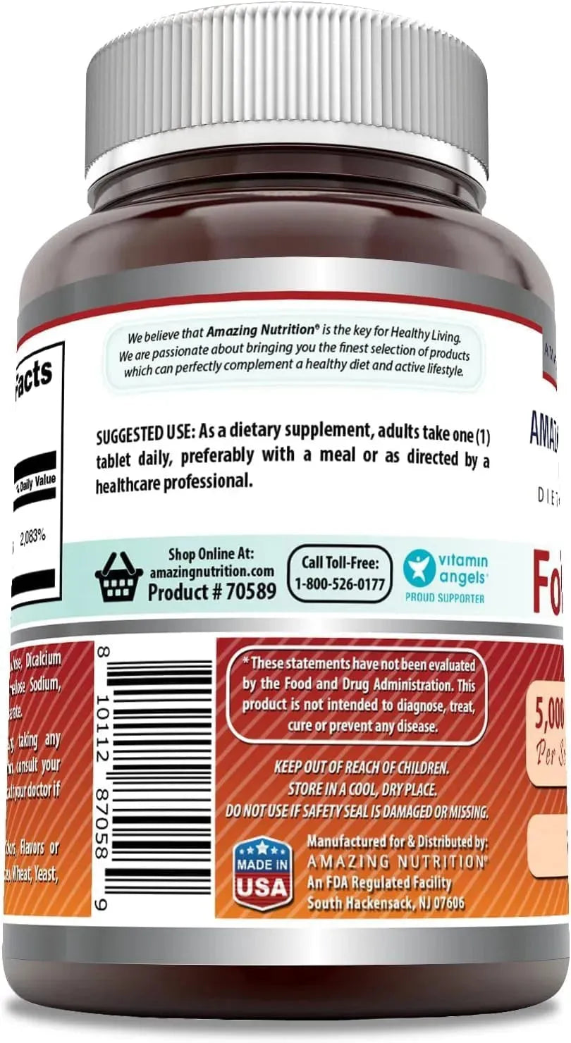 AMAZING FORMULAS - Amazing Formulas Folic Acid 5000mcg 120 Tabletas 2 Pack - The Red Vitamin MX - Suplementos Alimenticios - {{ shop.shopifyCountryName }}
