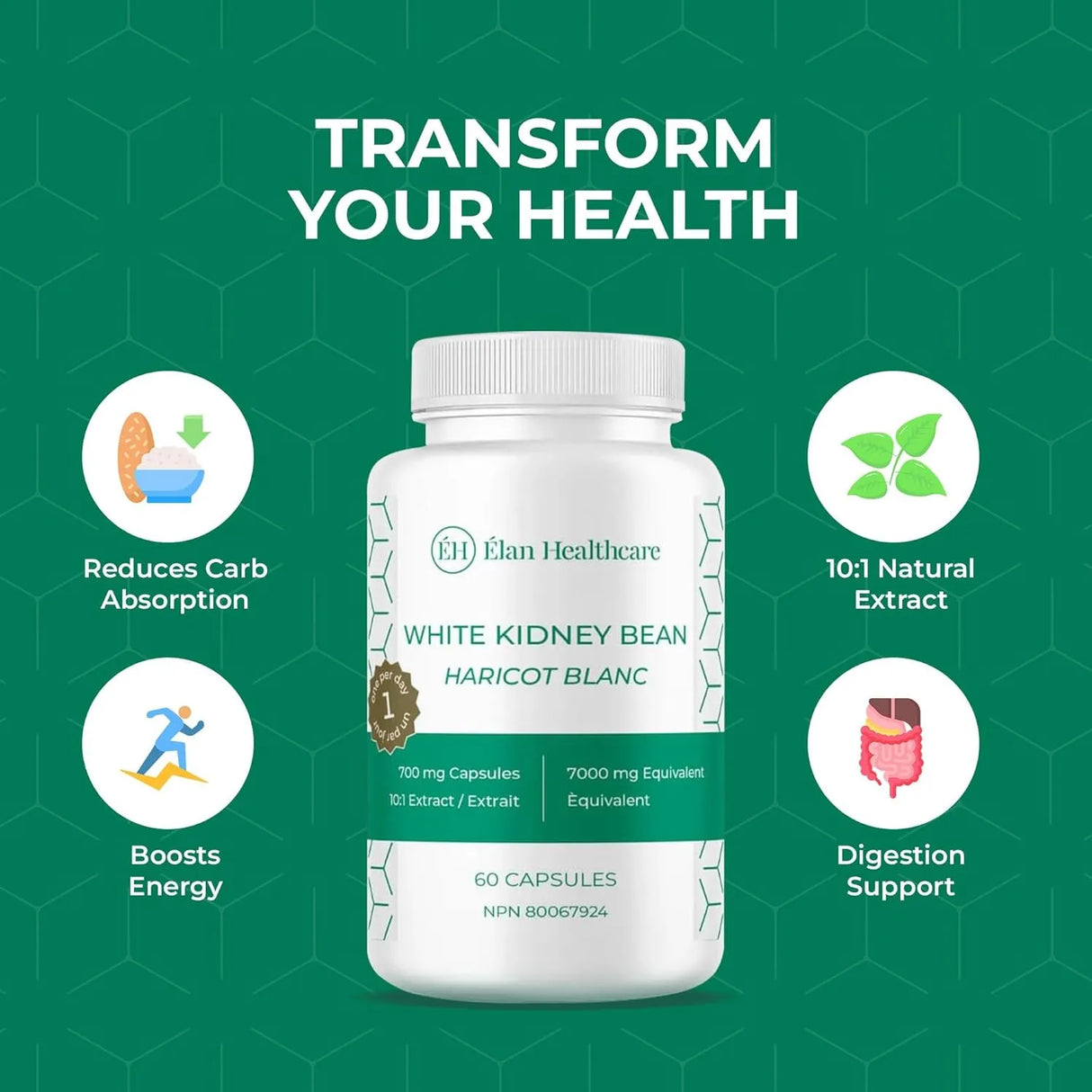 ELAN HEALTHCARE - Elan Healthcare White Kidney Bean Extract 60 Capsulas - The Red Vitamin MX - Suplementos Alimenticios - {{ shop.shopifyCountryName }}