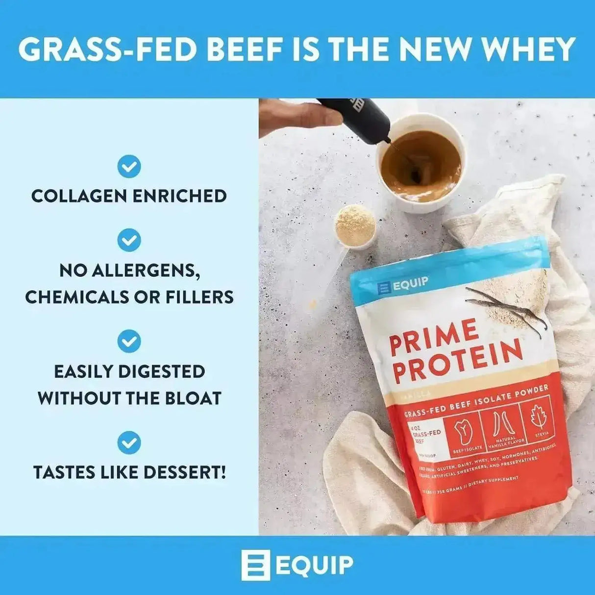 EQUIP FOODS - Equip Foods Prime Protein Powder Grass Fed Beef Protein Isolate Vanilla 758Gr. - The Red Vitamin MX - Suplementos Alimenticios - {{ shop.shopifyCountryName }}