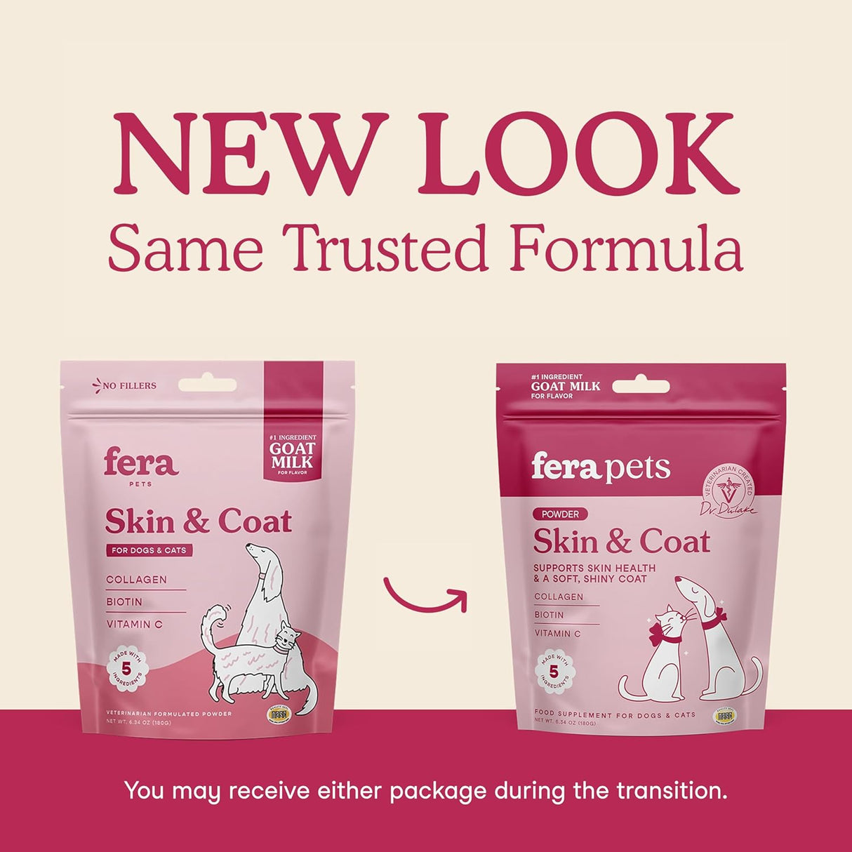 Fera Pet Organics Skin & Coat Goat Milk Cat & Dog 60 Servicios 180Gr.