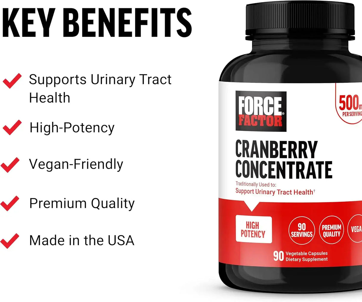 FORCE FACTOR - Force Factor Cranberry Concentrate 90 Capsulas - The Red Vitamin MX - Suplementos Alimenticios - {{ shop.shopifyCountryName }}