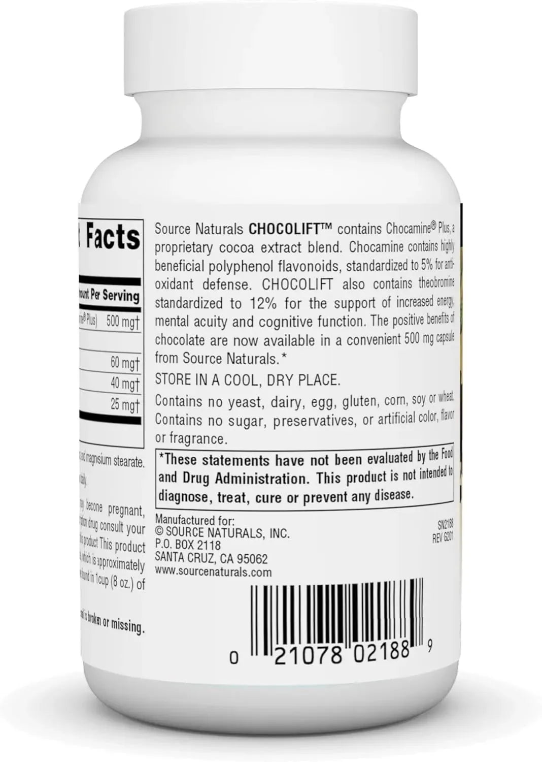 SOURCE NATURALS - Source Naturals ChocoLift 500Mg. Chocamine Plus Cocoa Extract 60 Capsulas - The Red Vitamin MX - Suplementos Alimenticios - {{ shop.shopifyCountryName }}