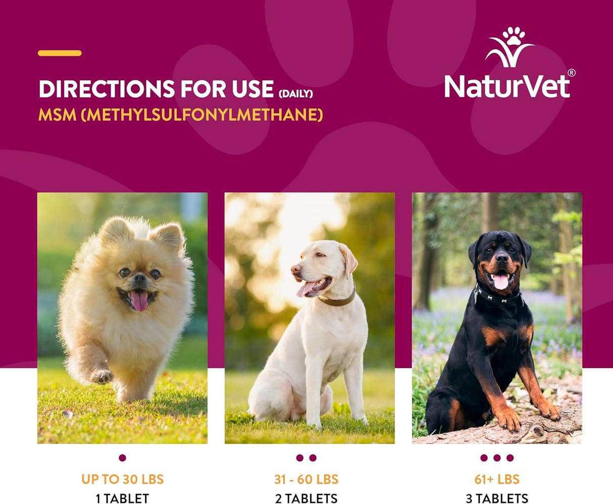 NaturVet Methylsulfonylmethane Joint Support Dog 250 Tabletas Masticables