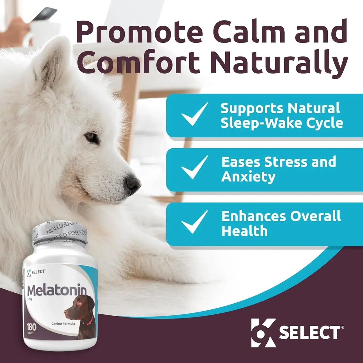 K9 SELECT - K9 Select Melatonin for Large Dogs Unflavored 5Mg. 180 Capsulas - The Red Vitamin MX - Relajantes Para Perros - {{ shop.shopifyCountryName }}