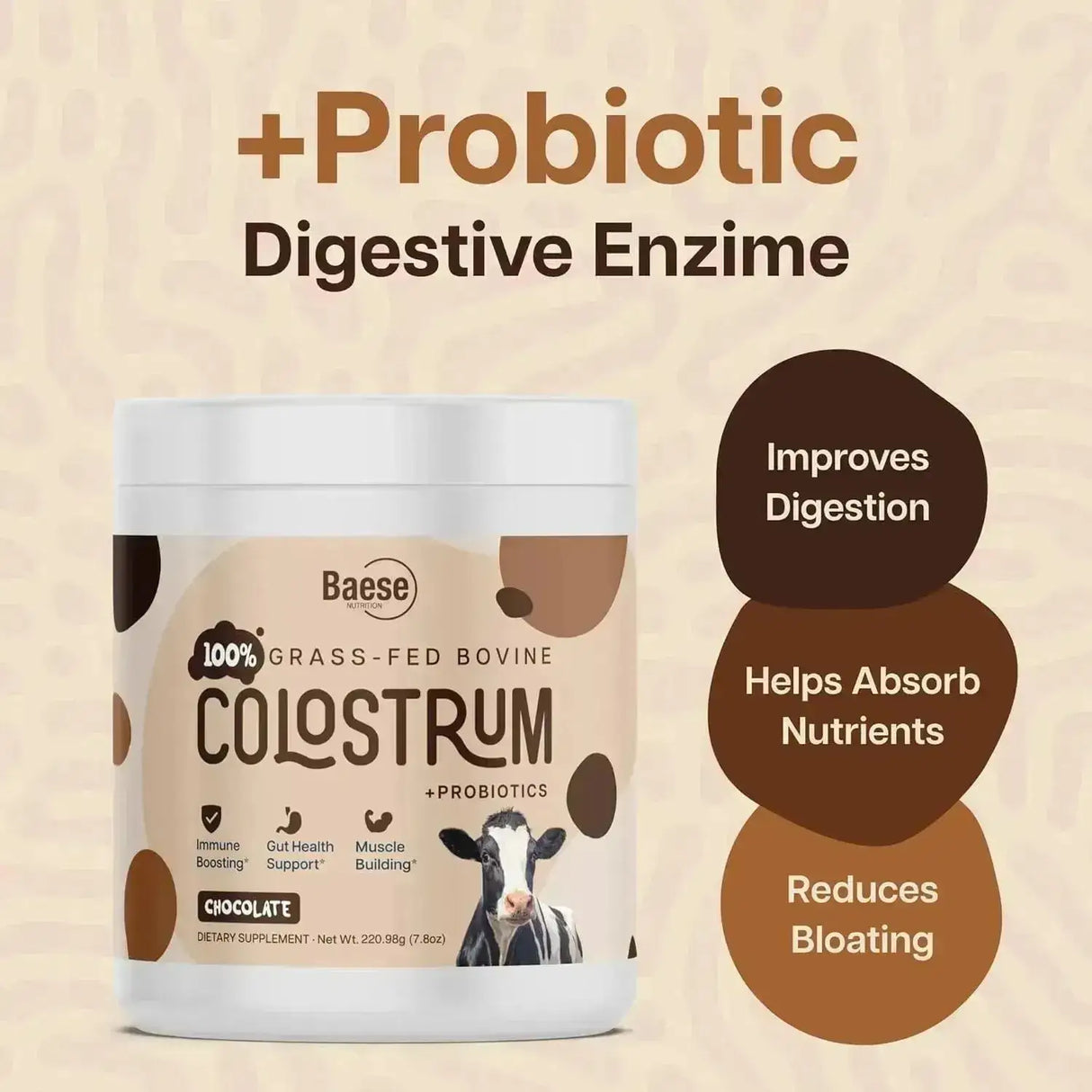 BAESE NUTRITION - Baese Nutrition Bovine Colostrum Powder Chocolate 220Gr. - The Red Vitamin MX - Suplementos Alimenticios - {{ shop.shopifyCountryName }}