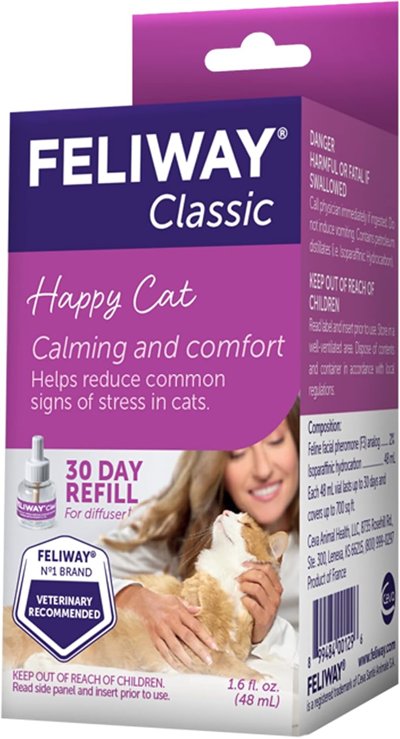 FELIWAY Classic 30 Day Cat Calming Refill for Pheromone Diffuser 48Ml.