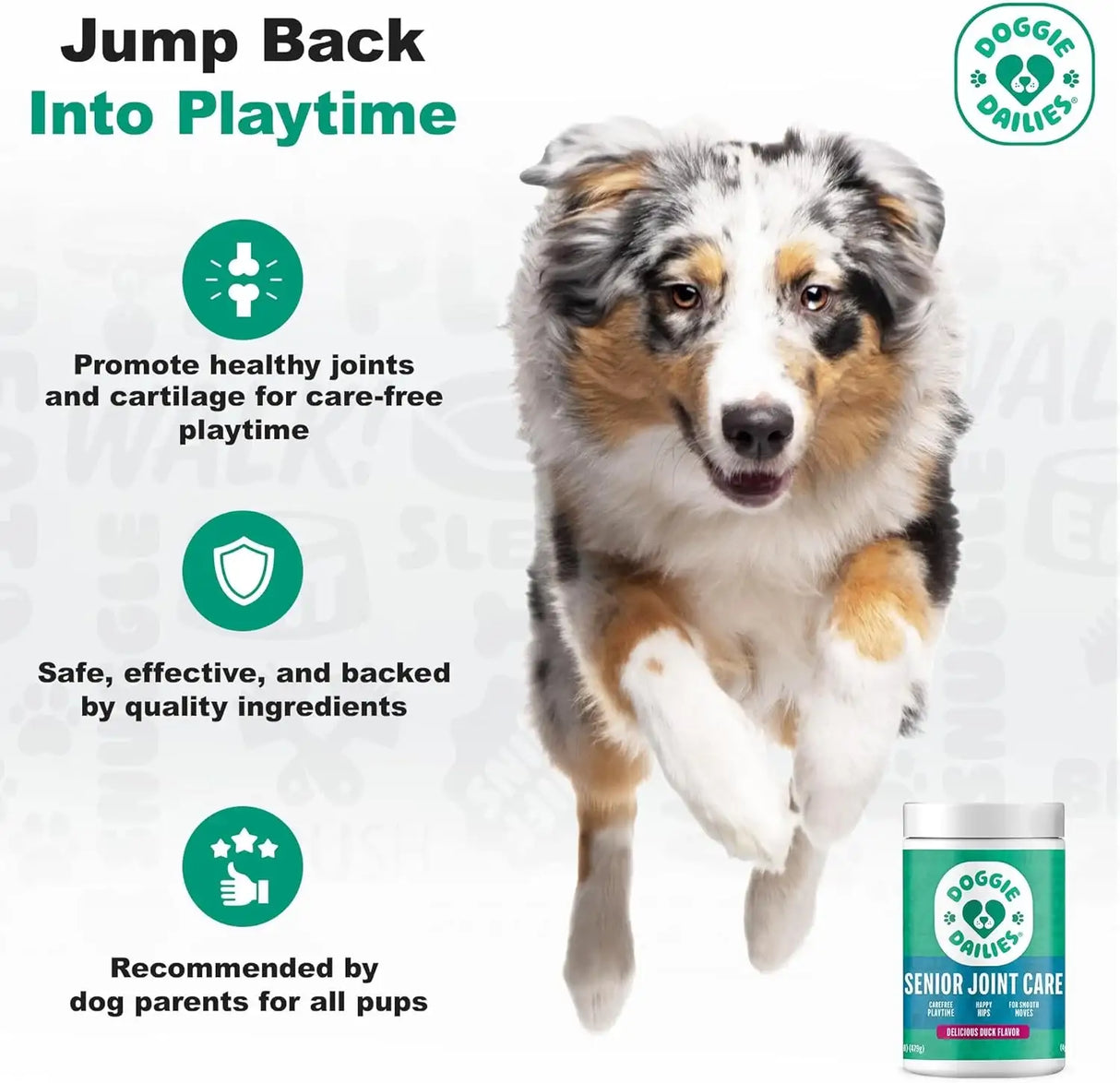 DOGGIE DAILIES - Doggie Dailies Advanced Senior Hip and Joint for Dogs Duck 120 Masticables - The Red Vitamin MX - Cuidado De Cadera Y Articulaciones Para Perros - {{ shop.shopifyCountryName }}