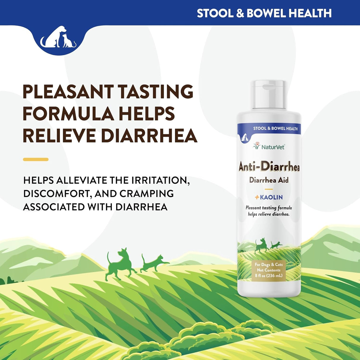 NaturVet Anti-Diarrhea Liquid Pet Supplement Plus Kaolin 236Ml.