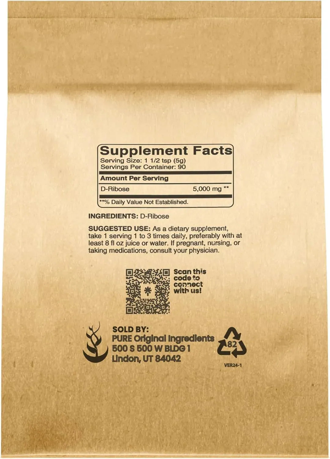 PURE ORIGINAL INGREDIENTS - Pure Original Ingredients D-Ribose 454Gr. - The Red Vitamin MX - Suplementos Alimenticios - {{ shop.shopifyCountryName }}