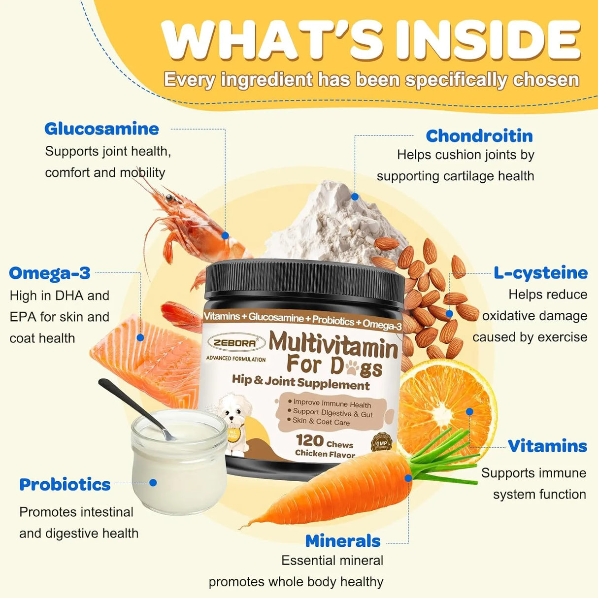 ZEBORA - ZEBORA Dog Multivitamin with Probiotics 120 Masticables - The Red Vitamin MX - Multivitamínicos Para Perros - {{ shop.shopifyCountryName }}