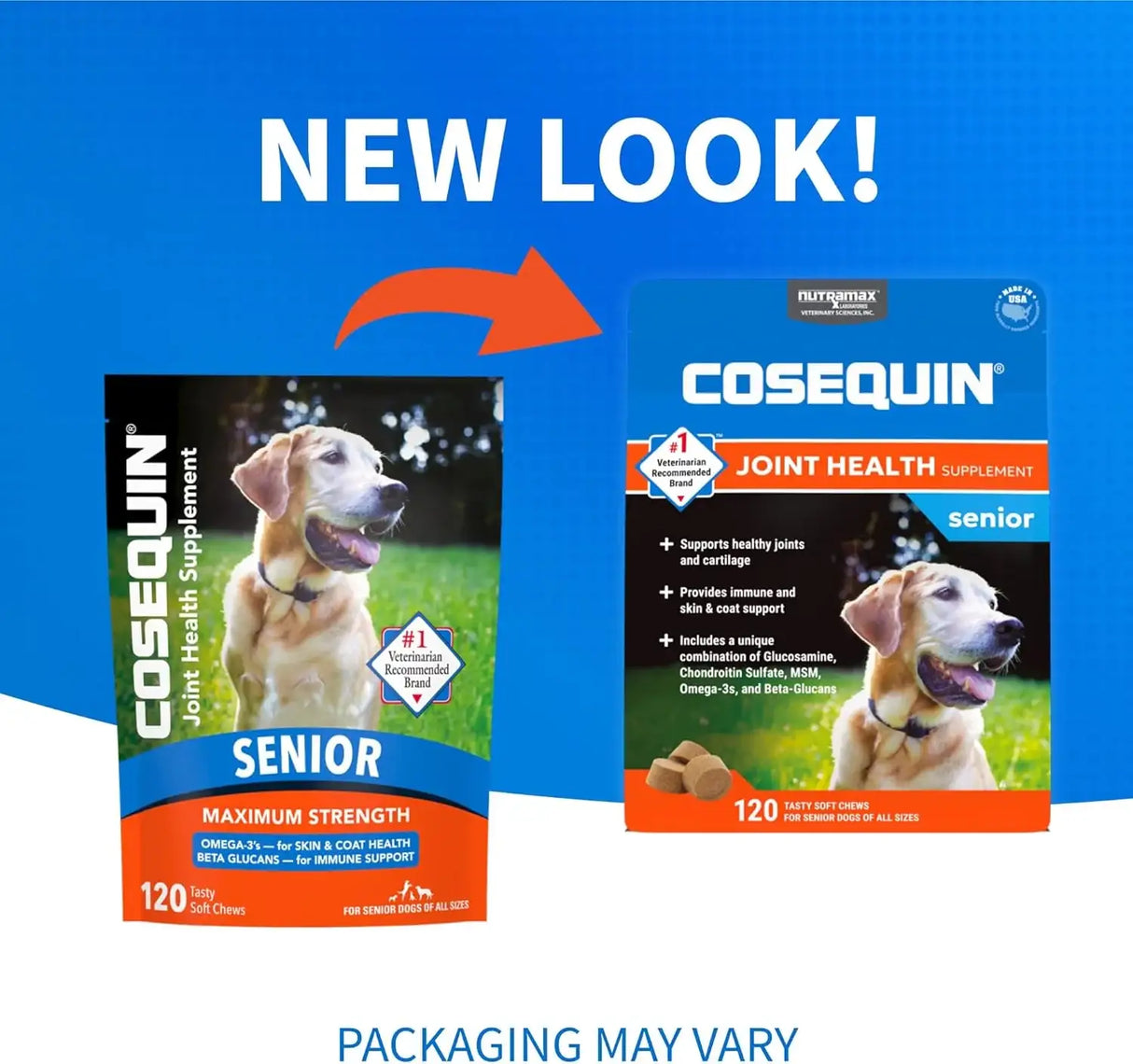 NUTRAMAX - Nutramax Cosequin Senior Joint Health Supplement for Senior Dogs 120 Masticables - The Red Vitamin MX - Cuidado De Cadera Y Articulaciones Para Perros - {{ shop.shopifyCountryName }}