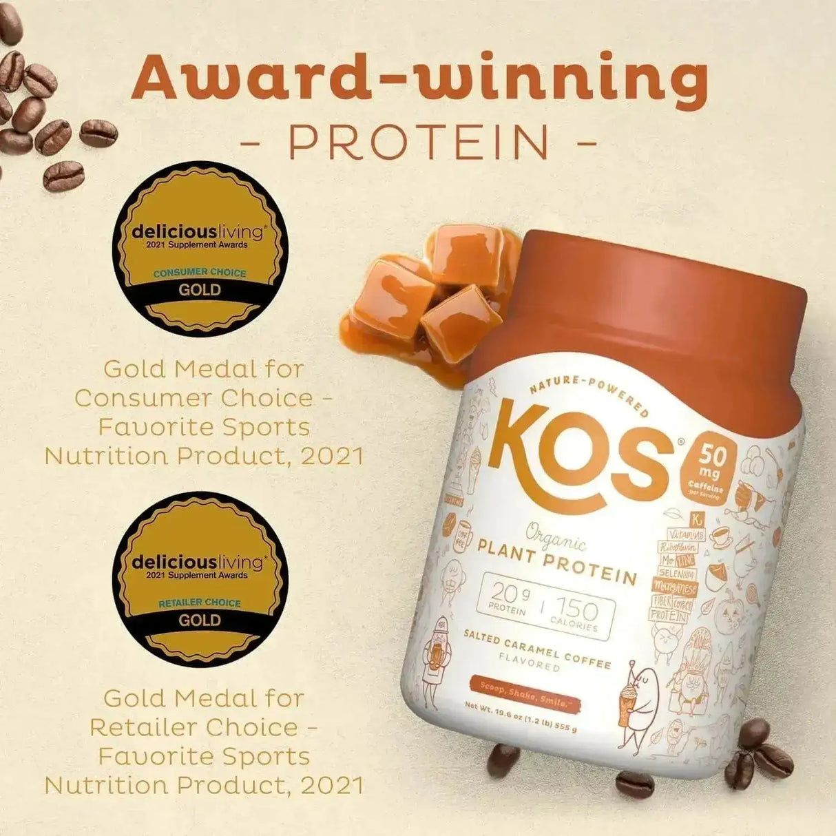 KOS - KOS Organic Plant Based Protein Powder Salted Caramel Coffee 15 Servicios 585Gr. - The Red Vitamin MX - Suplementos Alimenticios - {{ shop.shopifyCountryName }}