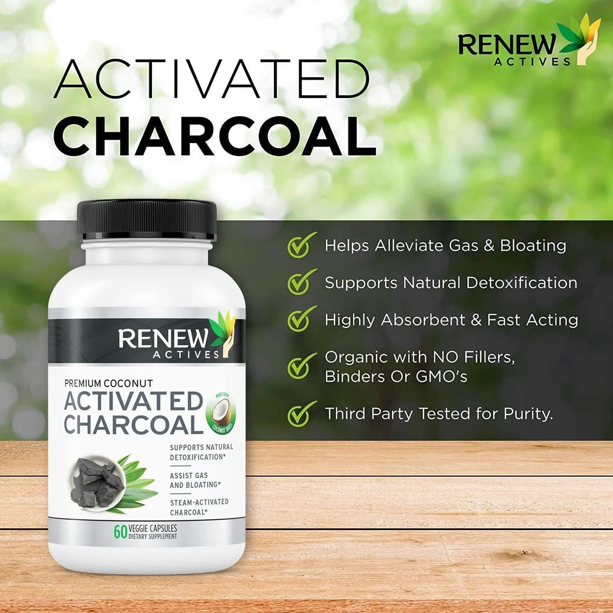RENEW ACTIVES - Renew Actives Activated Charcoal 60 Capsulas - The Red Vitamin MX - Suplementos Alimenticios - {{ shop.shopifyCountryName }}