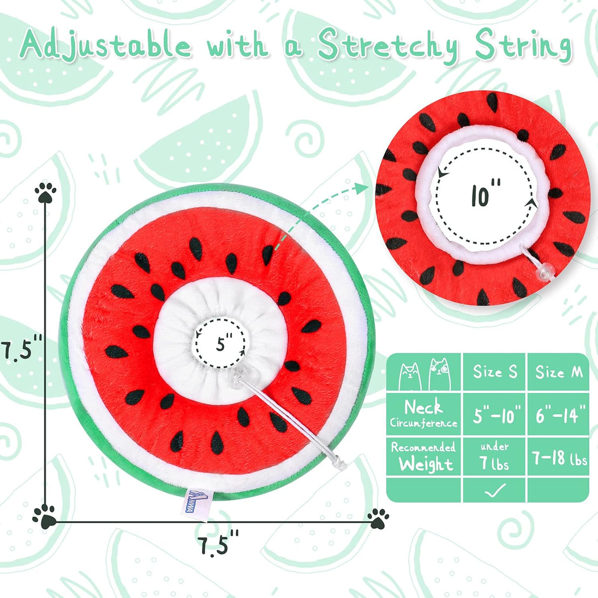 ANWA Adjustable Cat Cone Collar Soft Watermelon Small