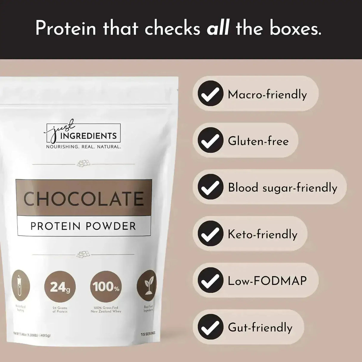 JUST INGREDIENTS - Just Ingredients Protein Powder Chocolate 15 Servicios - The Red Vitamin MX - Suplementos Alimenticios - {{ shop.shopifyCountryName }}
