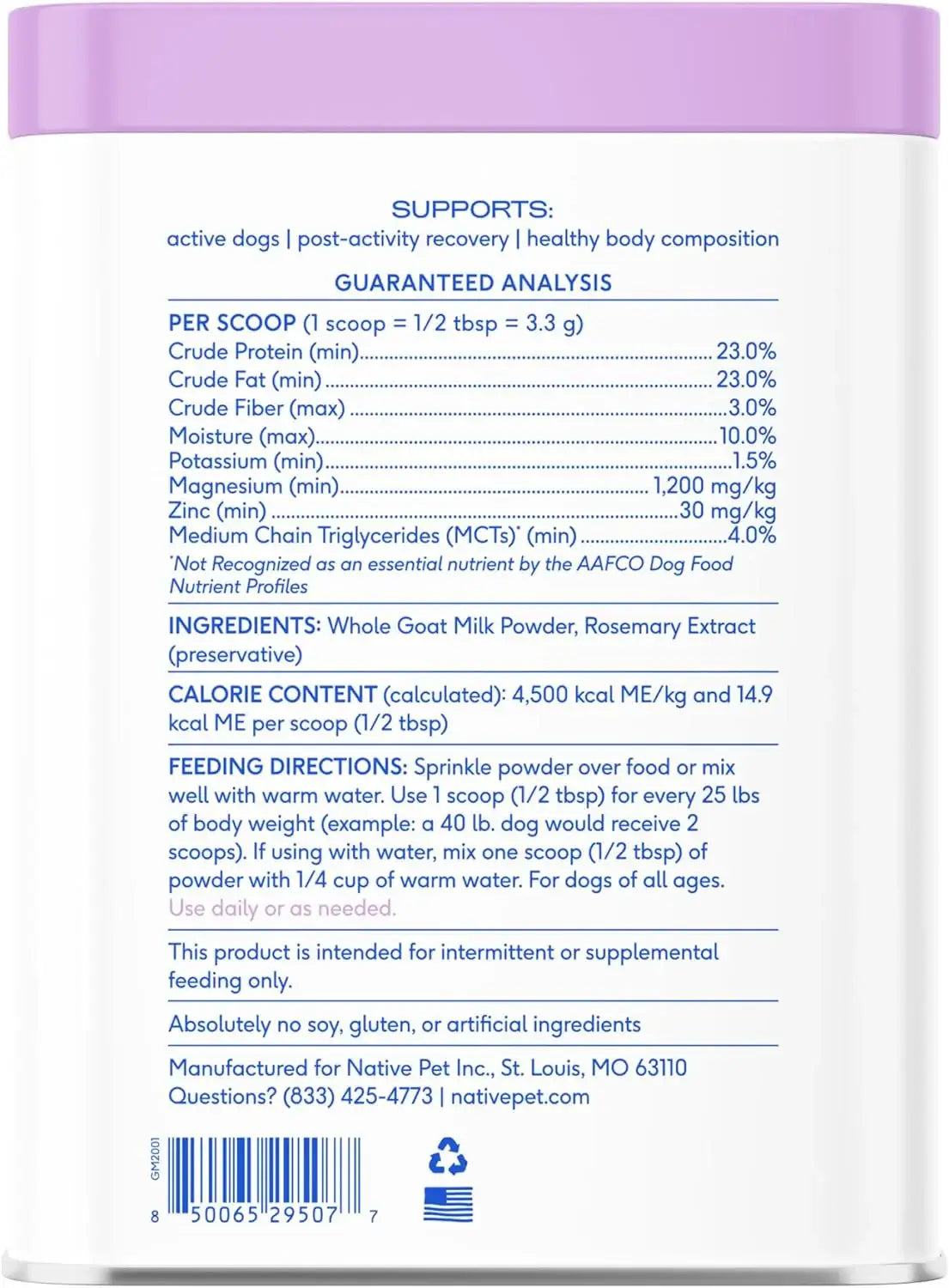 NATIVE PET - Native Pet Goat Milk for Dogs Organic Goat Milk Powder for Dogs and Cats 120 Servicios 397Gr. - The Red Vitamin MX - Sustitutos De Leche Para Perros - {{ shop.shopifyCountryName }}