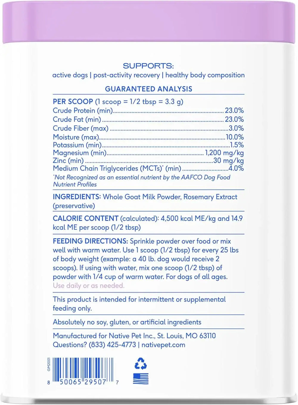 NATIVE PET - Native Pet Goat Milk for Dogs Organic Goat Milk Powder for Dogs and Cats 120 Servicios 397Gr. - The Red Vitamin MX - Sustitutos De Leche Para Perros - {{ shop.shopifyCountryName }}