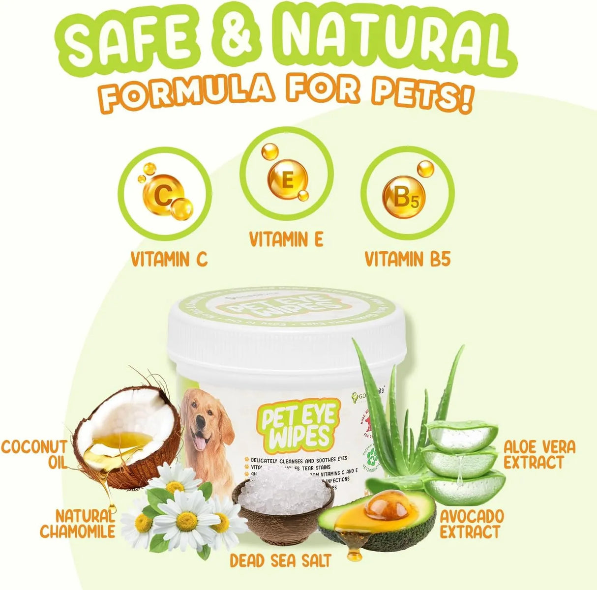 GOECOVITA - GoEcoVita Pet Eye Wipes for Dogs & Cats 100 Toallitas - The Red Vitamin MX - Cuidado De Los Ojos De Los Perros - {{ shop.shopifyCountryName }}