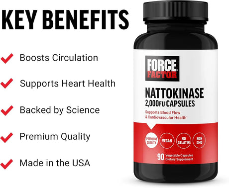 FORCE FACTOR - FORCE FACTOR Nattokinase 2000 FU 90 Capsulas - The Red Vitamin MX - Suplementos Alimenticios - {{ shop.shopifyCountryName }}