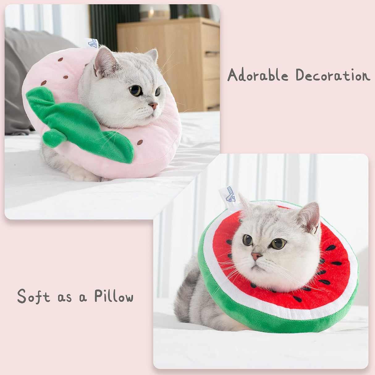 ANWA Adjustable Cat Cone Collar Soft Strawberry Small
