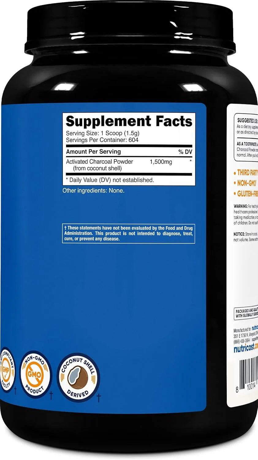 NUTRICOST - Nutricost Activated Charcoal Powder 604 Servicios 907Gr. - The Red Vitamin MX - Suplementos Alimenticios - {{ shop.shopifyCountryName }}