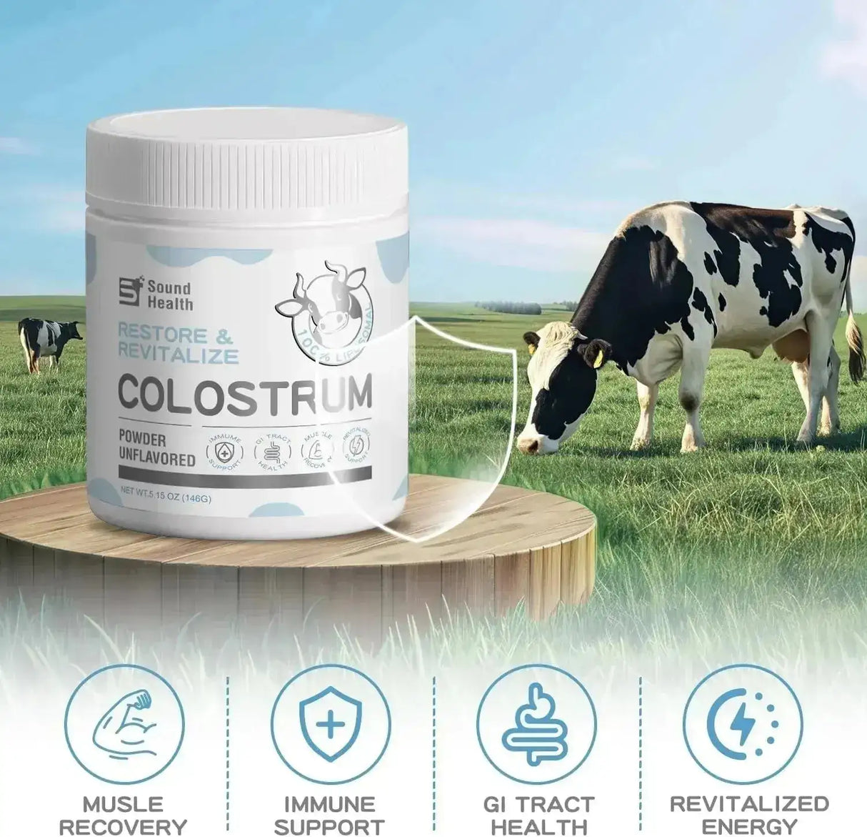 SOUND HEALTH - Sound Health Colostrum Supplement Powder Unflavored 73 Servicios 146Gr. - The Red Vitamin MX - Suplementos Alimenticios - {{ shop.shopifyCountryName }}