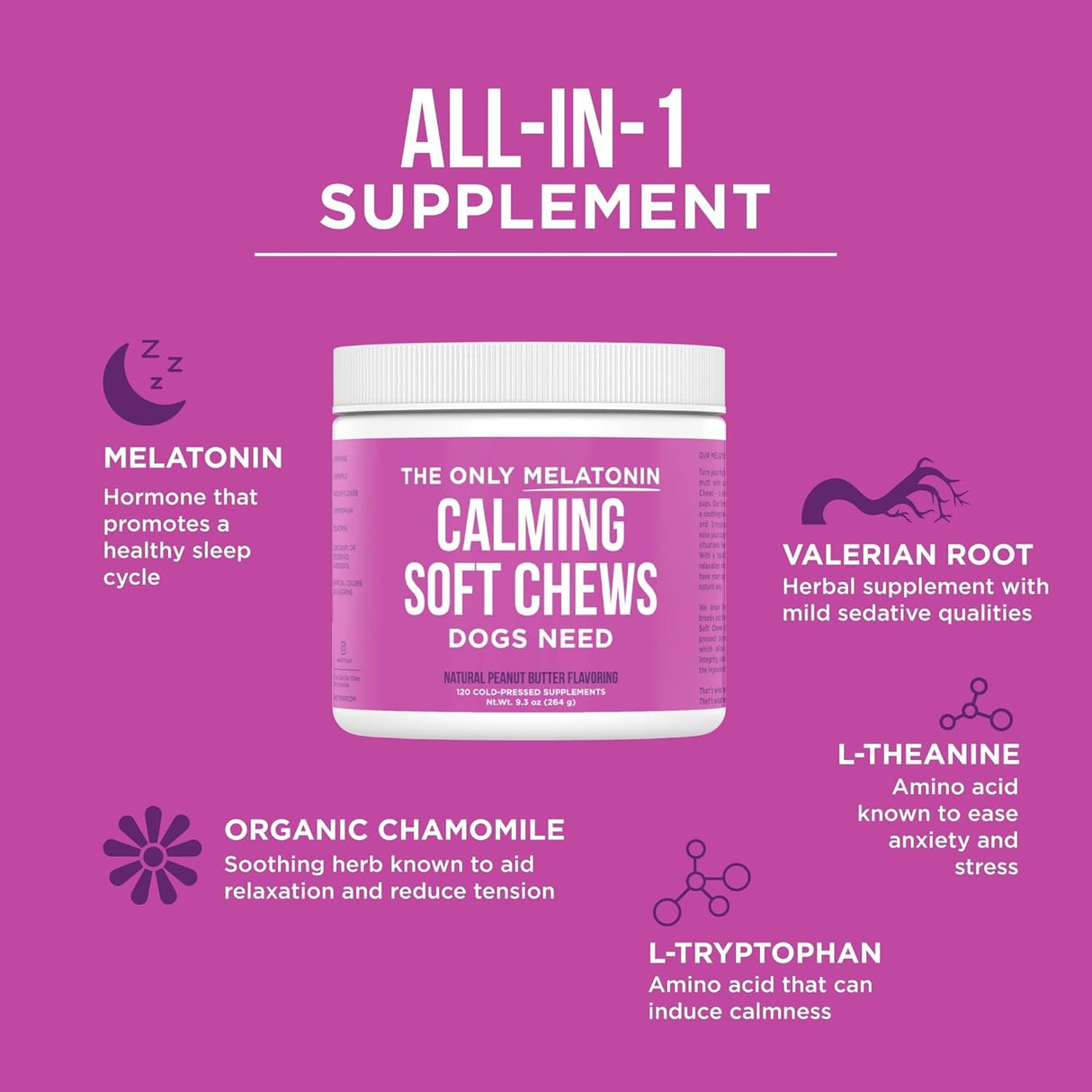 Natural Rapport Dog Calming Chews 120 Masticables