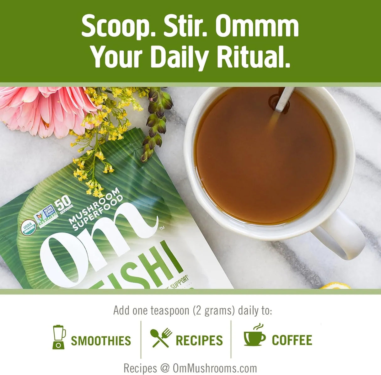 OM - Om Mushroom Superfood Reishi Organic Mushroom Powder 200Gr. - The Red Vitamin MX - Suplementos Alimenticios - {{ shop.shopifyCountryName }}