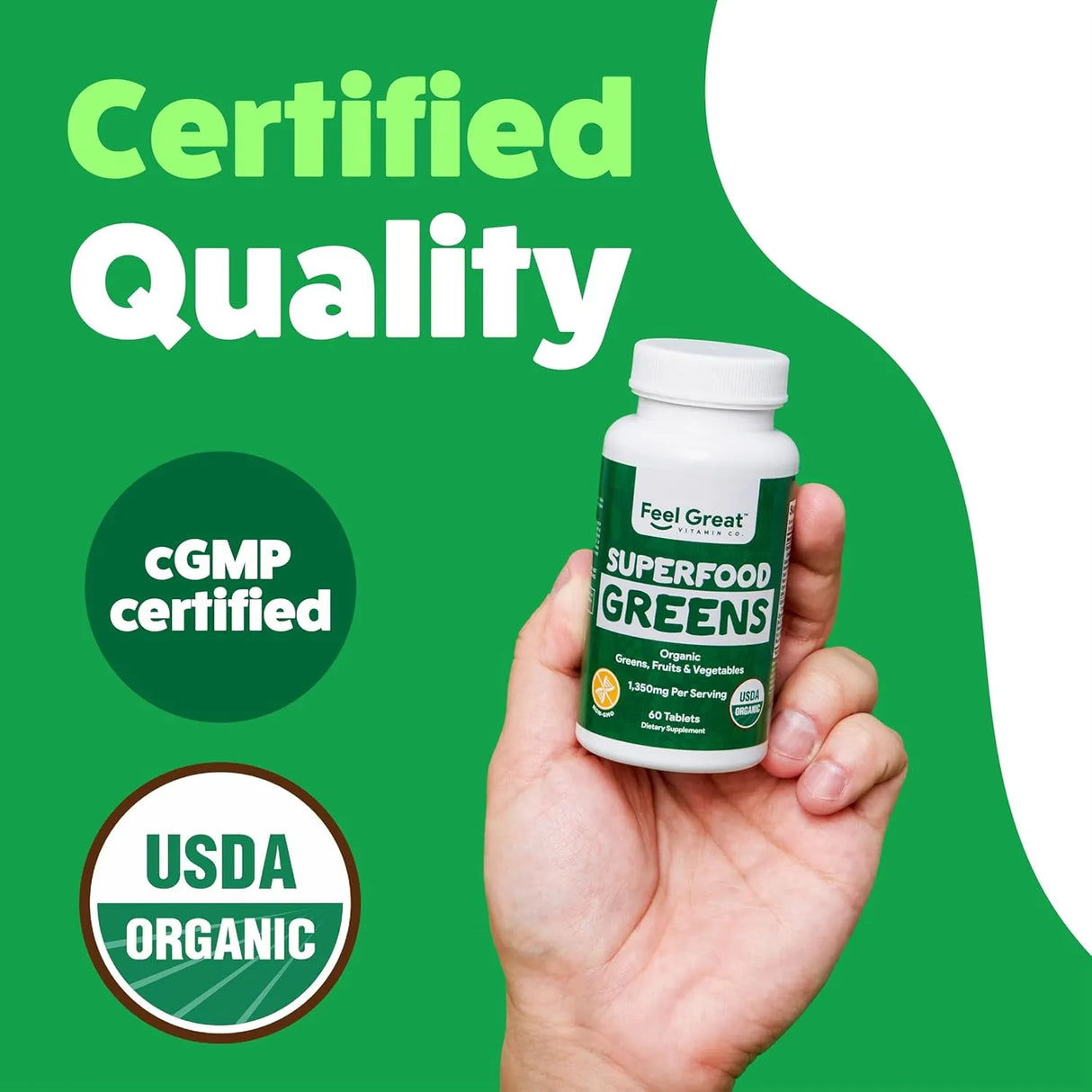 FEEL GREAT - Feel Great Vitamins Super Greens 60 Tabletas - The Red Vitamin MX - Suplementos Alimenticios - {{ shop.shopifyCountryName }}