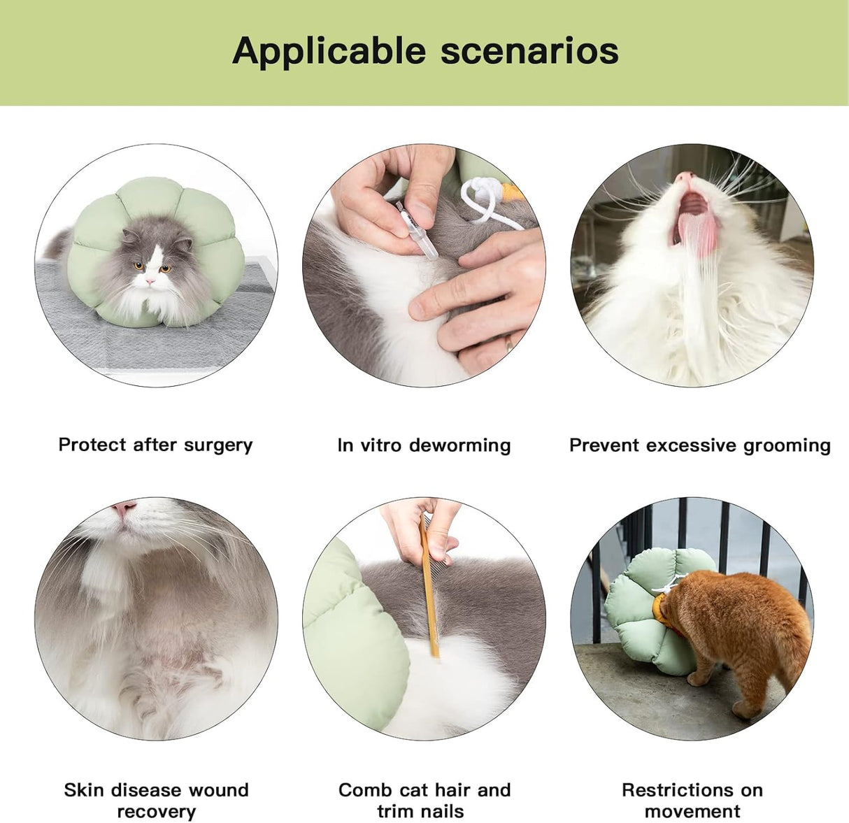 H HIDREAM Cat Cone Collar Green Flower Large