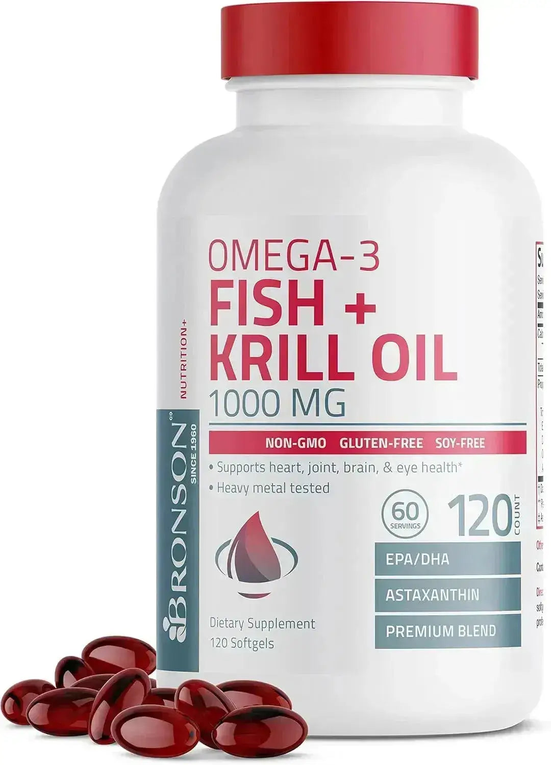 BRONSON - Bronson Omega-3 Fish + Krill Oil 1000Mg. 120 Capsulas Blandas - The Red Vitamin MX - Suplementos Alimenticios - {{ shop.shopifyCountryName }}
