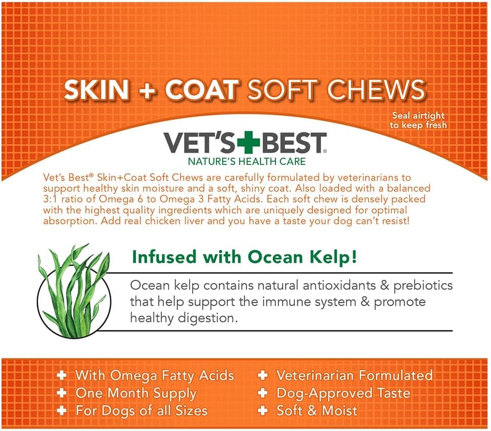 Vet's Best Skin & Coat Dog Supplements 50 Tabletas Masticables