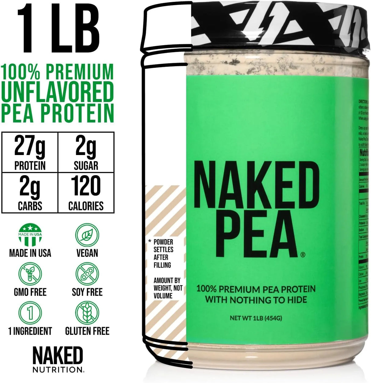 NAKED NUTRITION - Naked Pea Pea Protein Isolate 15 Servicios Unflavored 454Gr. - The Red Vitamin MX - Suplementos Alimenticios - {{ shop.shopifyCountryName }}
