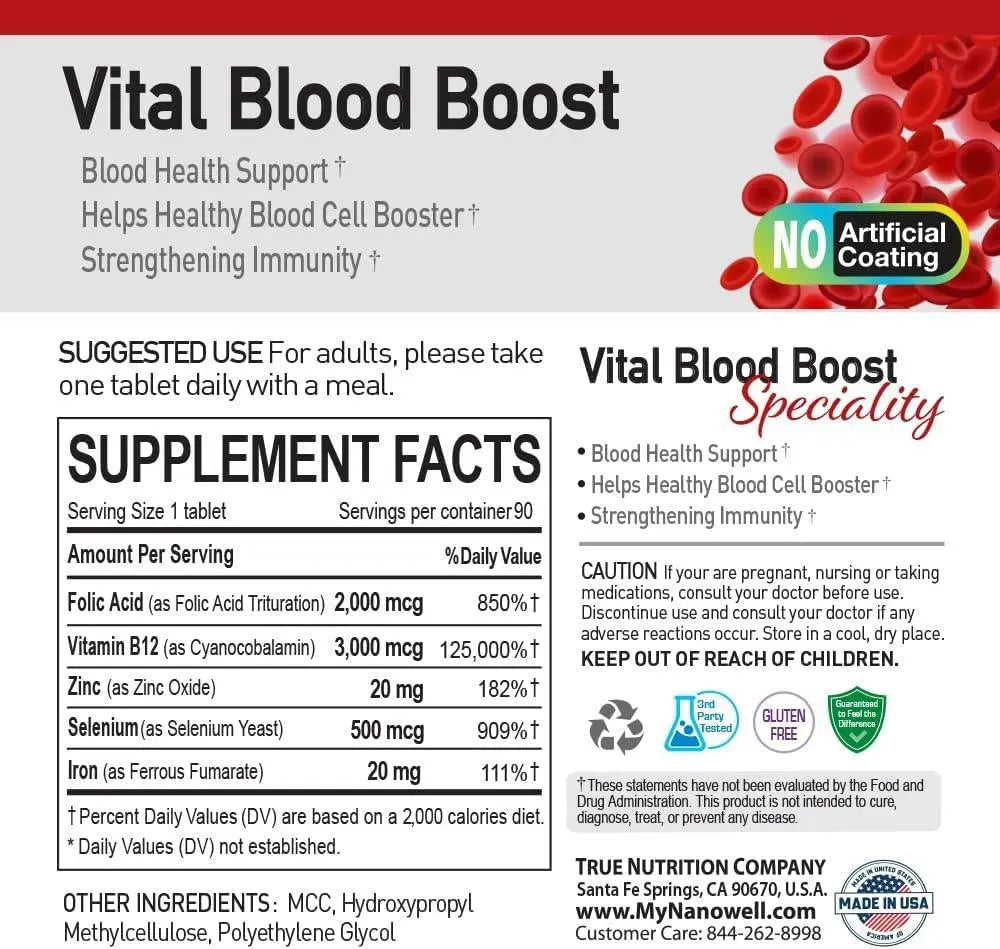 NANOWELL - NANOWELL Vital Blood Boost 90 Tabletas 3 Pack - The Red Vitamin MX - Suplementos Alimenticios - {{ shop.shopifyCountryName }}