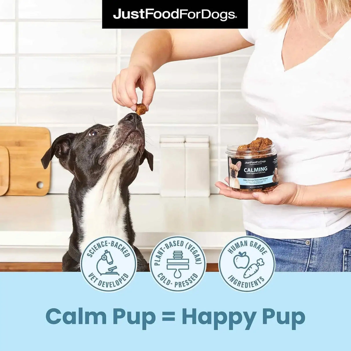 JUSTFOODFORDOGS - JustFoodForDogs Calming Supplement for Dogs Soft Chew 45 Masticables - The Red Vitamin MX - Relajantes Para Perros - {{ shop.shopifyCountryName }}