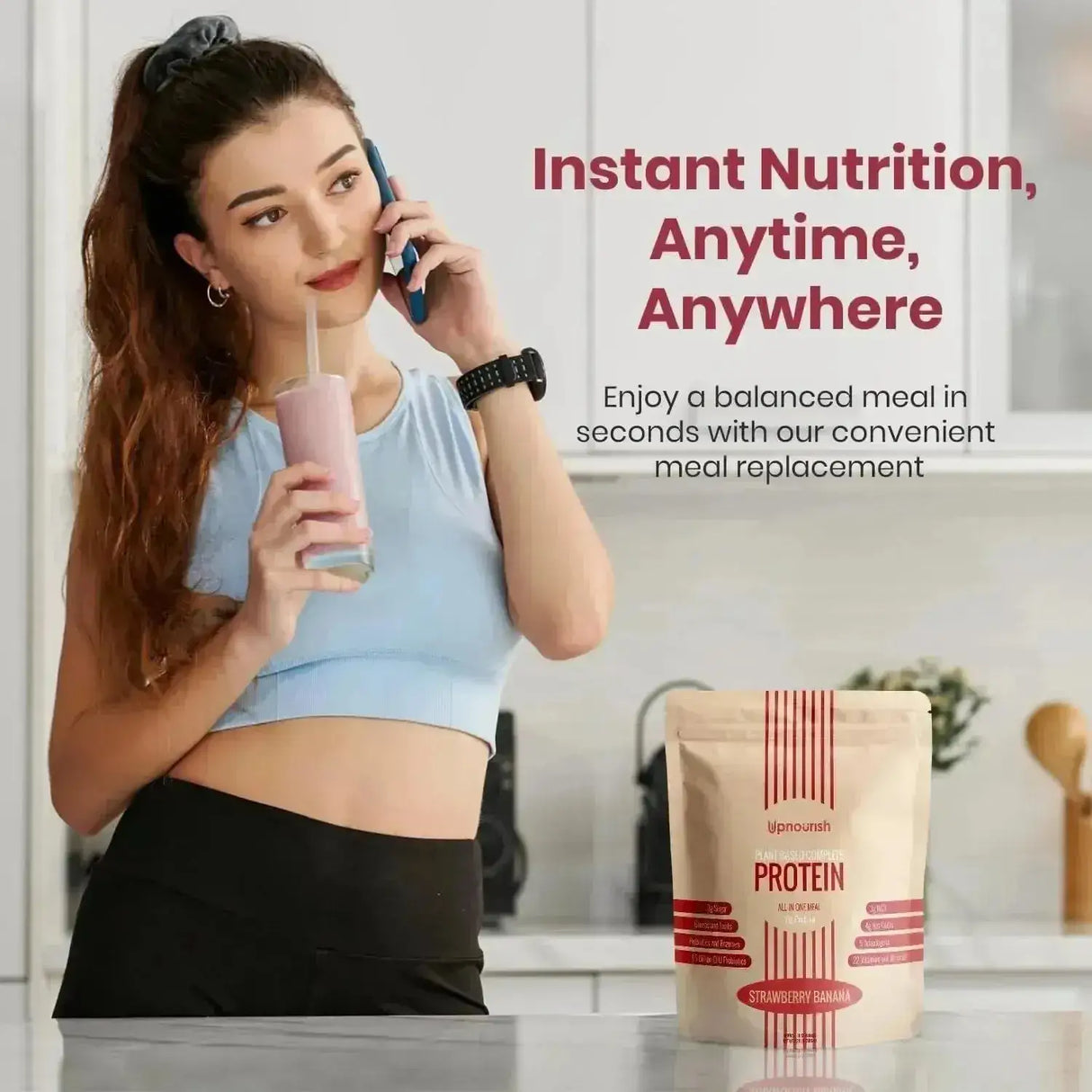 UPNOURISH - UpNourish Vegan Protein Powder Strawberry Banana 15 Servicios 600Gr. - The Red Vitamin MX - Suplementos Alimenticios - {{ shop.shopifyCountryName }}