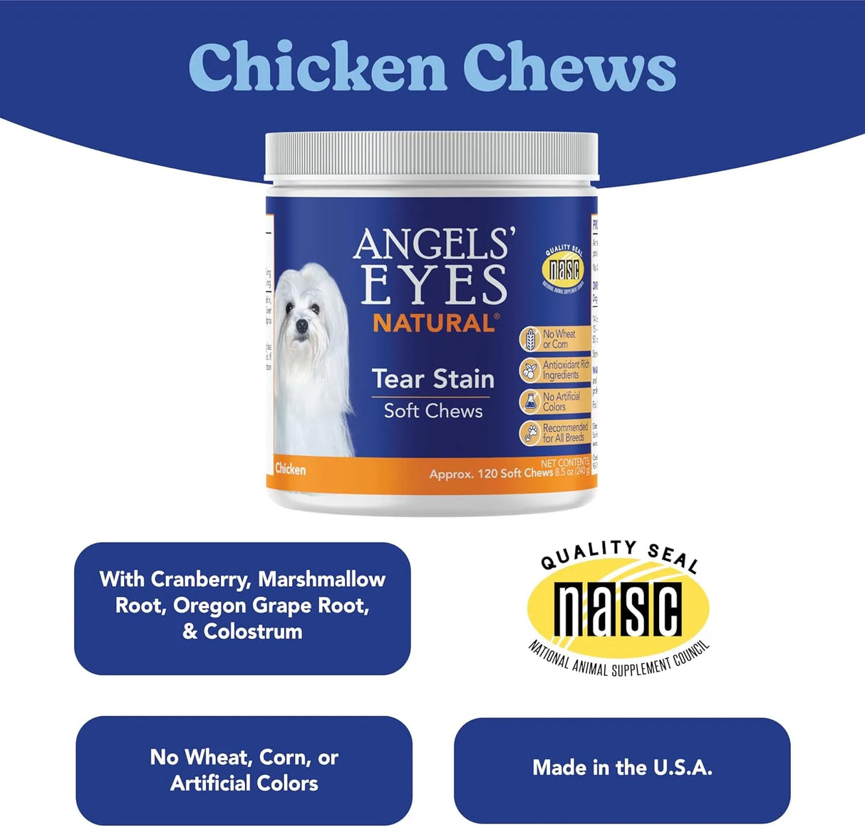 ANGELS' EYES - Angels’ Eyes Natural Tear Stain Prevention Chicken 120 Masticables - The Red Vitamin MX - Cuidado De Los Ojos De Los Perros - {{ shop.shopifyCountryName }}