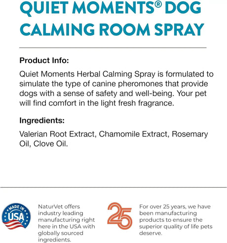 NATURVET - NaturVet Quiet Moments Herbal Calming Room Spray Dog 8 Fl.Oz. - The Red Vitamin MX - Relajantes Para Perros - {{ shop.shopifyCountryName }}