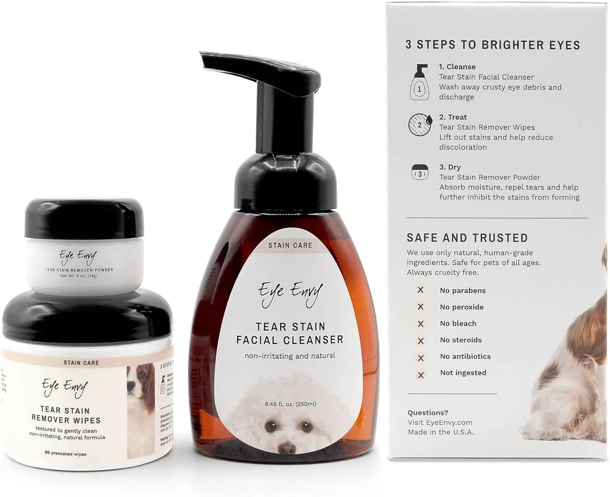 EYE ENVY - Eye Envy 3 Step Tear Stain Remover Kit for Dogs - The Red Vitamin MX - Cuidado De Los Ojos De Los Perros - {{ shop.shopifyCountryName }}