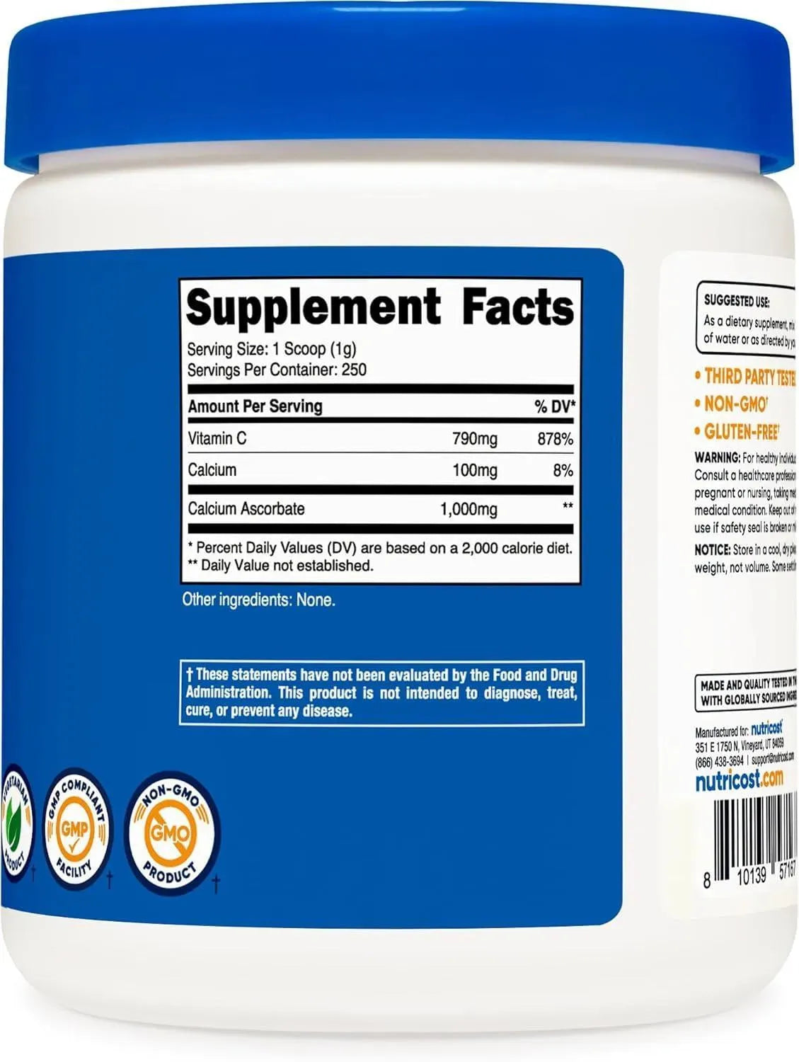 NUTRICOST - Nutricost Calcium Ascorbate Powder 250Gr. - The Red Vitamin MX - Suplementos Alimenticios - {{ shop.shopifyCountryName }}