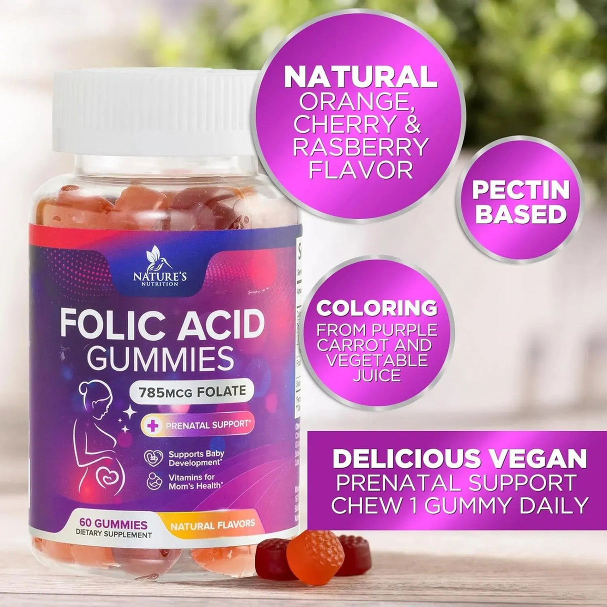 NATURE'S NUTRITION - Nature's Nutrition Folic Acid Gummies for Women 785mcg 60 Gomitas - The Red Vitamin MX - Suplementos Alimenticios - {{ shop.shopifyCountryName }}