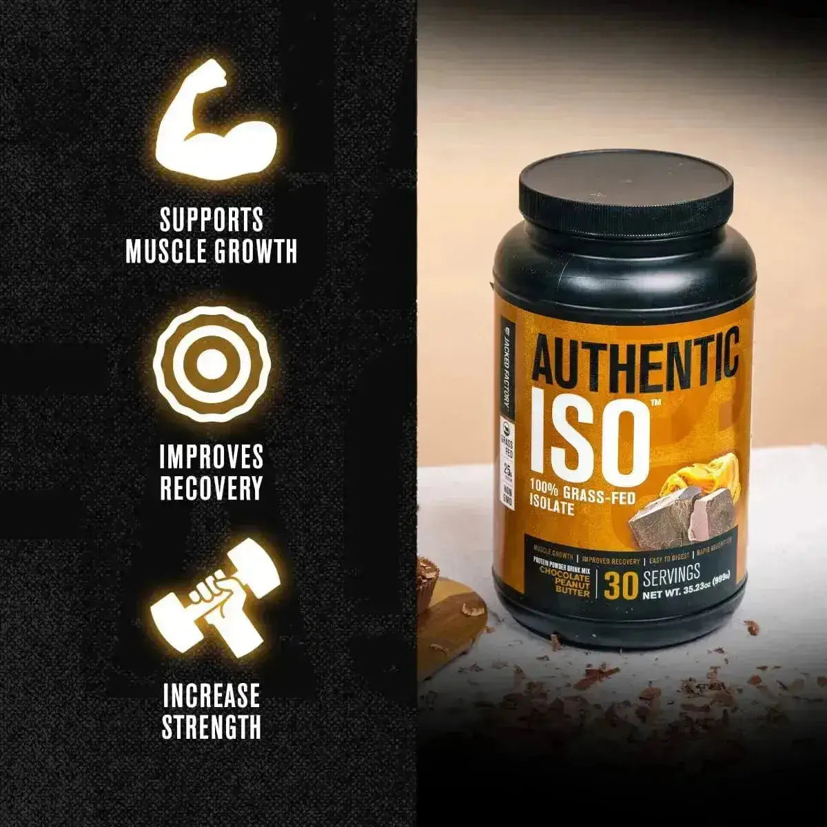 JACKED FACTORY - Jacked Factory Authentic ISO Grass Fed Whey Protein Isolate Powder Chocolate Peanut Butter 999Gr. - The Red Vitamin MX - Suplementos Alimenticios - {{ shop.shopifyCountryName }}