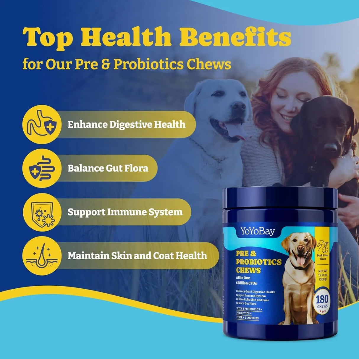 YOYOBAY - YoYoBay Probiotics for Dogs Duck & Pear Flavor 180 Masticables - The Red Vitamin MX - Probióticos Para Perros - {{ shop.shopifyCountryName }}