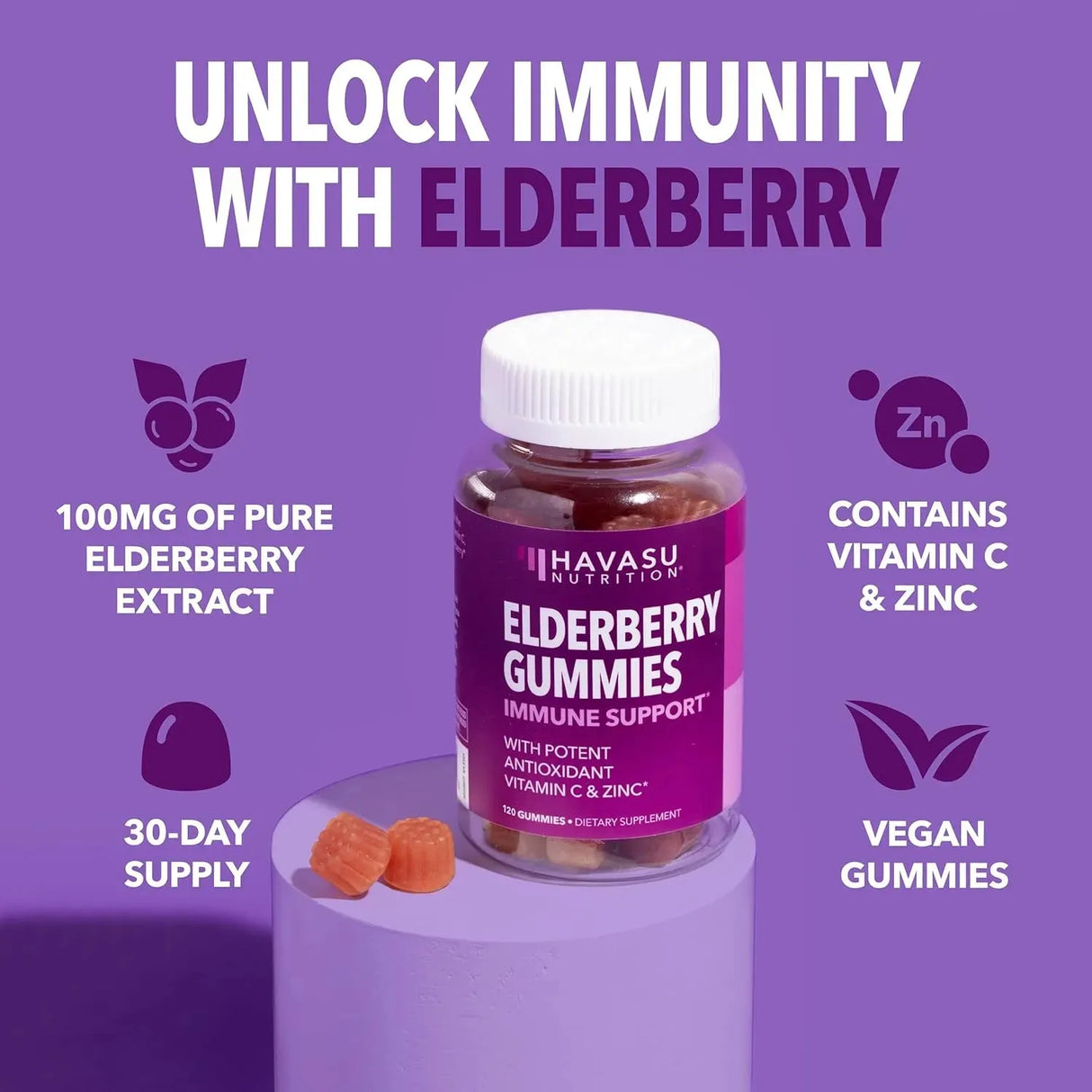 HAVASU NUTRITION - HAVASU NUTRITION Sambucus Elderberry Gummies for Adults 120 Gomitas - The Red Vitamin MX - Suplementos Alimenticios - {{ shop.shopifyCountryName }}