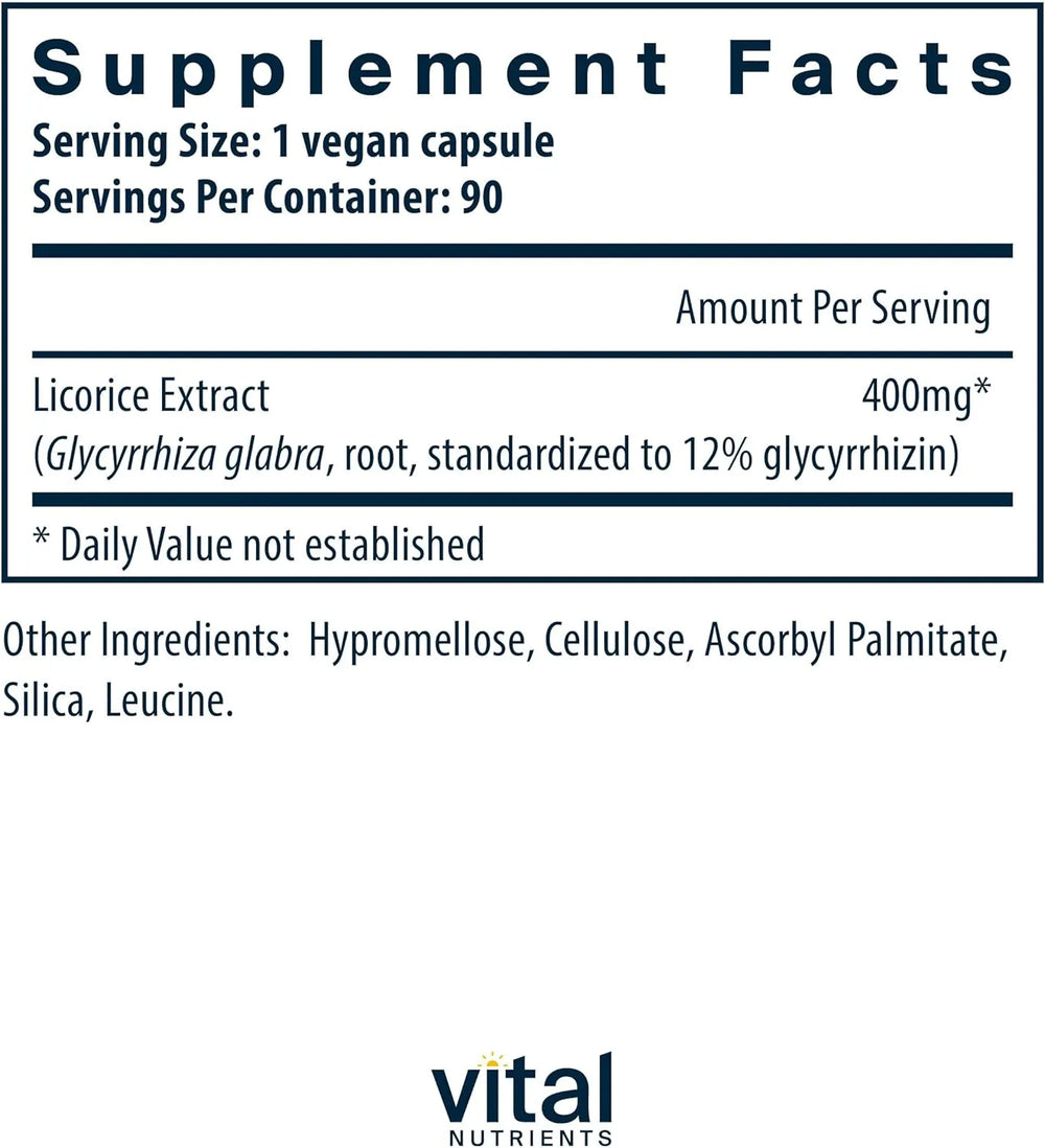 VITAL NUTRIENTS - Vital Nutrients Licorice Root 90 Capsulas - The Red Vitamin MX - Suplementos Alimenticios - {{ shop.shopifyCountryName }}