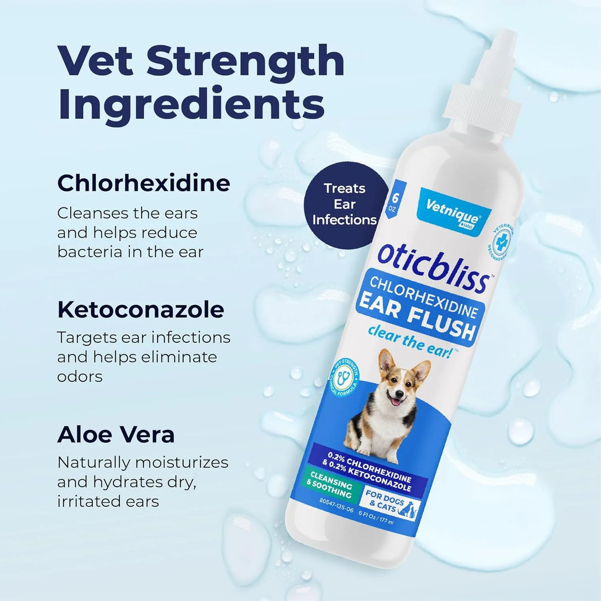 VETNIQUE - Vetnique Oticbliss Ear Flush Medicated Dog Ear Infection Treatment 6 Fl.Oz. - The Red Vitamin MX - Cuidado Del Oído De Perros - {{ shop.shopifyCountryName }}