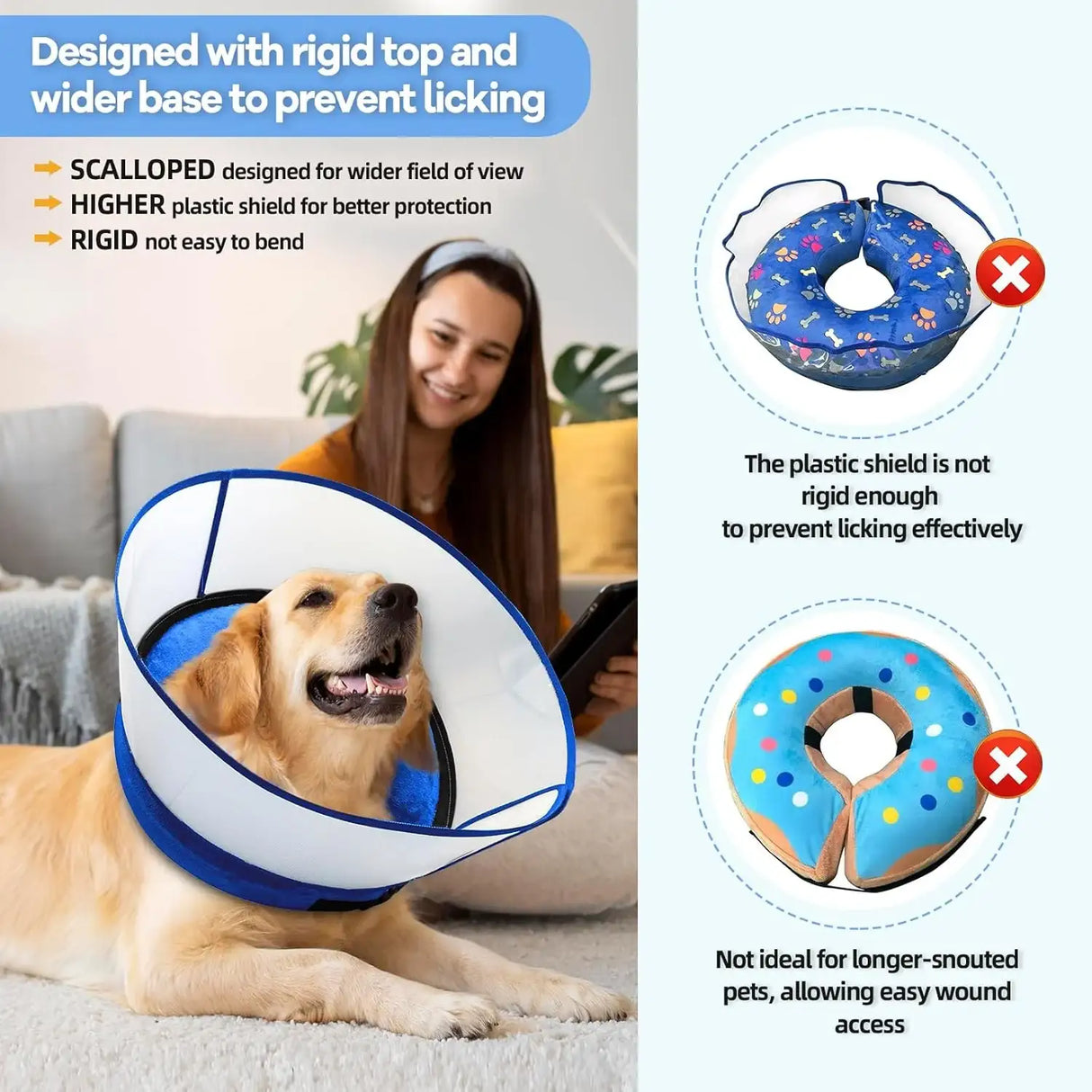 NOARWIN - NoarWin 2-in-1 Inflatable Dog Cone Collar with Detachable Anti-Licking Shield BLUE XLARGE - The Red Vitamin MX - Collares y Conos De Recuperación Para Perros - {{ shop.shopifyCountryName }}