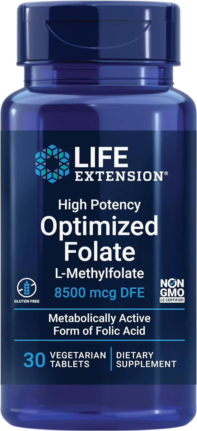 LIFE EXTENSION - Life Extension High Potency Optimized Folate 8500mcg 30 Tabletas - The Red Vitamin MX - Suplementos Alimenticios - {{ shop.shopifyCountryName }}